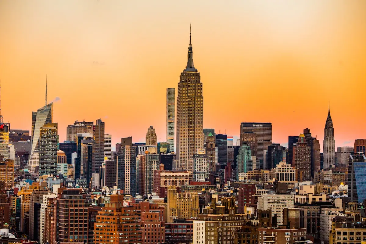 New York City skyline at sunset — study in the USA